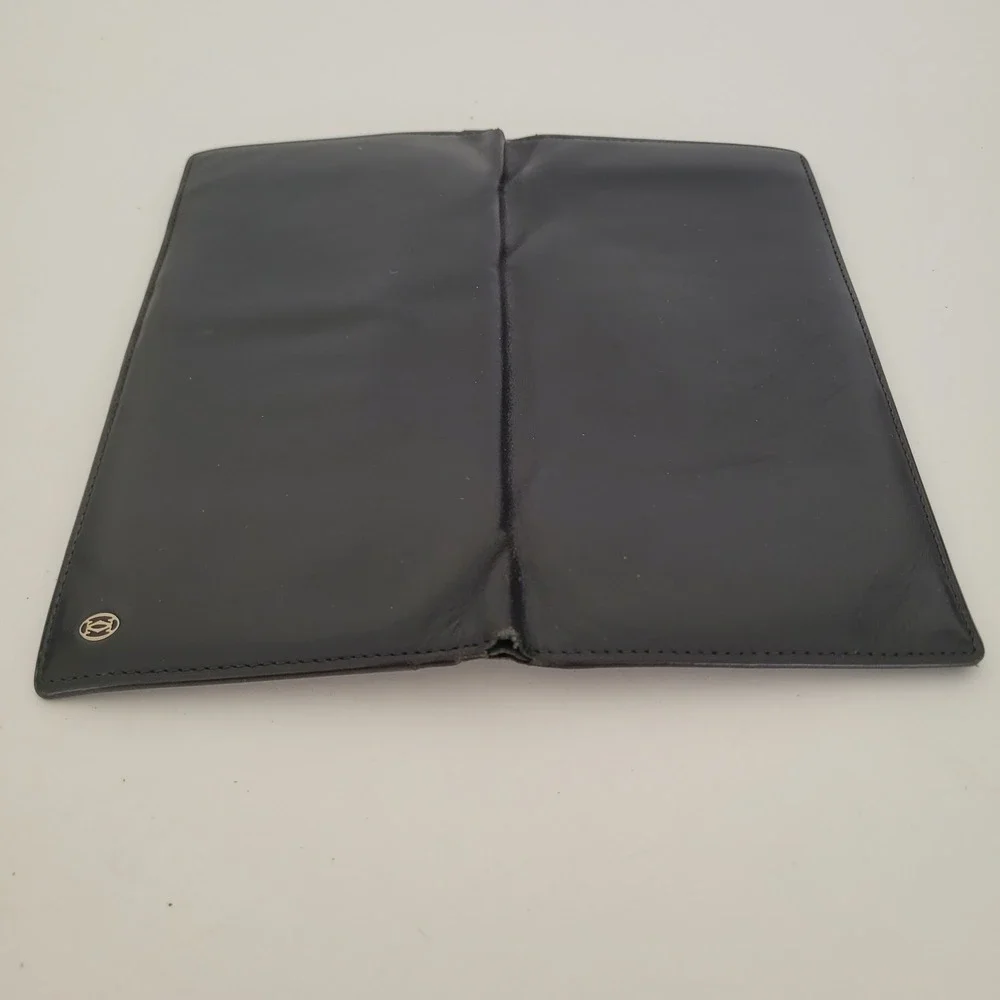 Cartier Paris Vintage Black Leather Long Bifold Wallet Made in Spain EPFL